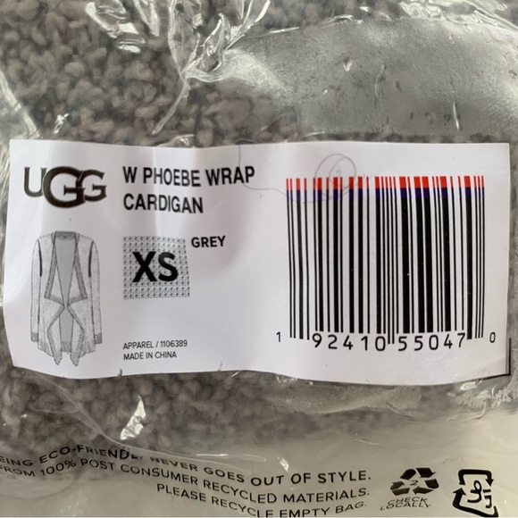 UGG Phoebe Open Draped Wrap Cardigan Grey Size XS NWT - Picture 8 of 10